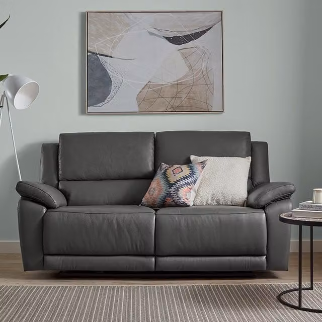 Home Garden Direct Sorrento 3 Seater Power Leather Recliner Sofa in Grey