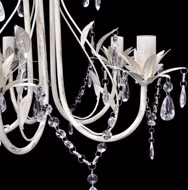 Berkfield Home Crystal Pendant Chandelier in White with 5 E14 Bulbs