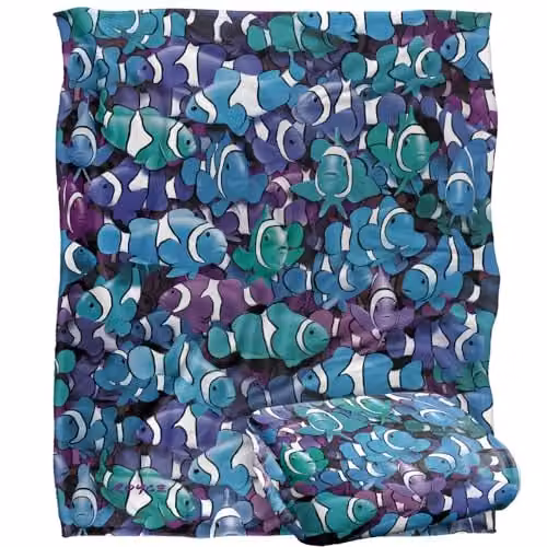 JQ Licensing Royce Mcclure Grape Clown Fish Pattern Super Soft Fleece Throw Blanket, Multicolour, W/D/H: 152 x 127 cm – 1