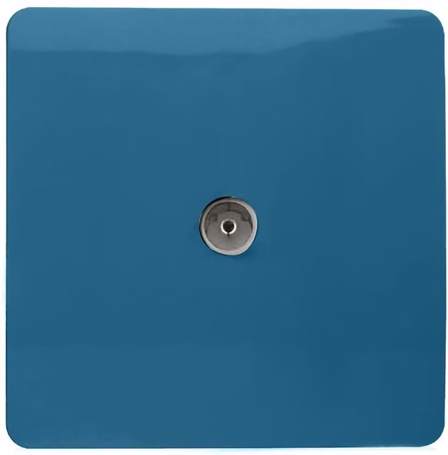 Trendi Switch 1 Gang Female Co-Axial Television Flush Socket - Ocean Blue