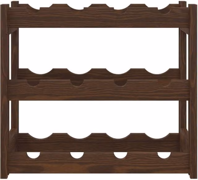 Berkfield Home Beautiful Rustic Brown Solid Pine Wall Mounted Wine Rack for 12 Bottles – 1