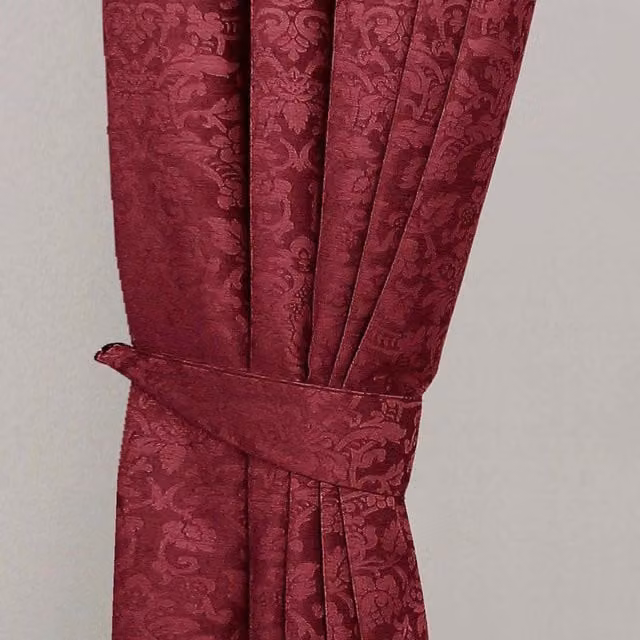 Homescapes Velvet Jacquard Curtain Tie Back Pair in Red