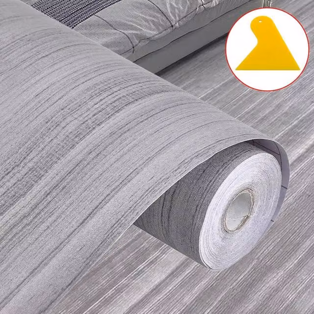 EONLION Grey Wood Effect Self-Adhesive Waterproof Vinyl Plank Flooring for Kitchen and Bathroom