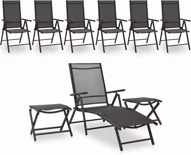 Berkfield Home 9 Piece Garden Lounge Set with Ottoman in Black and Anthracite
