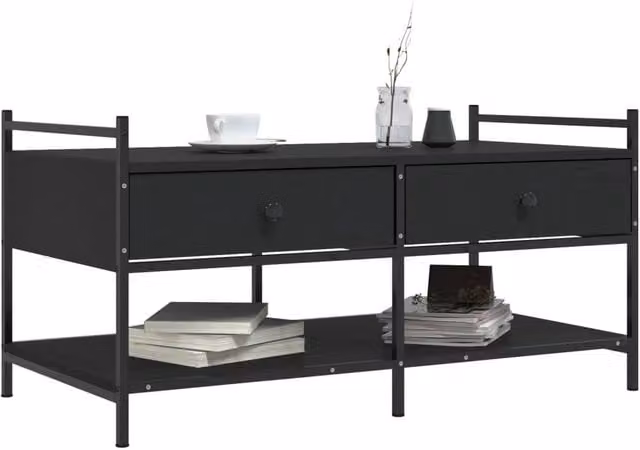 Berkfield Home Decorative Black Rectangular Coffee Table, W: 99 cm, D: 50 cm, H: 50 cm