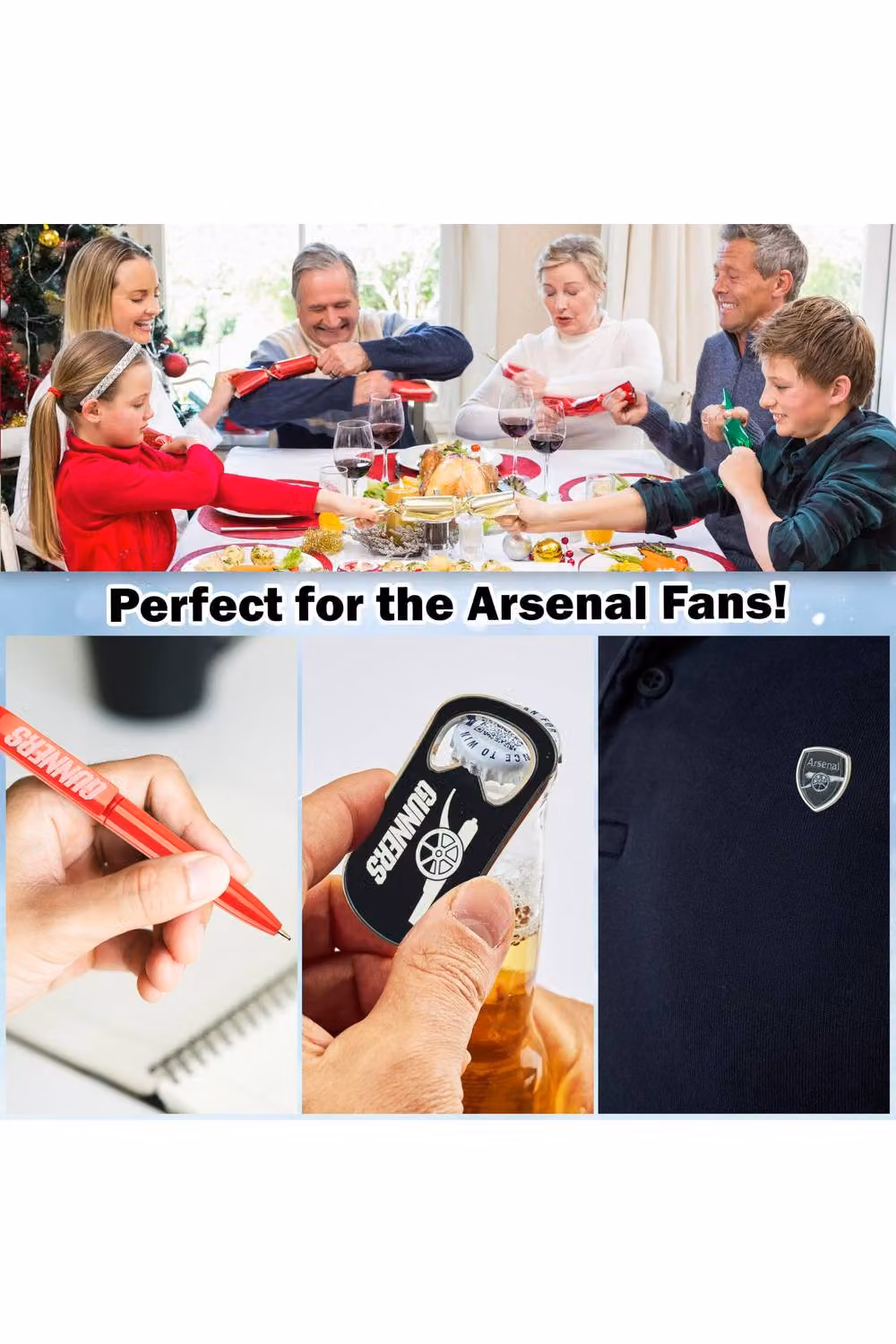 Get Trend Arsenal FC Pop Luxury Christmas Crackers, Pack of 6, Red and Multicolour – 9