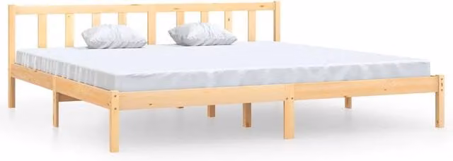 Berkfield Home Solid Wood Pine Bed Frame in Beige, W: 180 cm, D: 200 cm