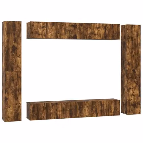 vidaXL 10 Piece Classic TV Cabinet Set in Brown Engineered Wood and MDF