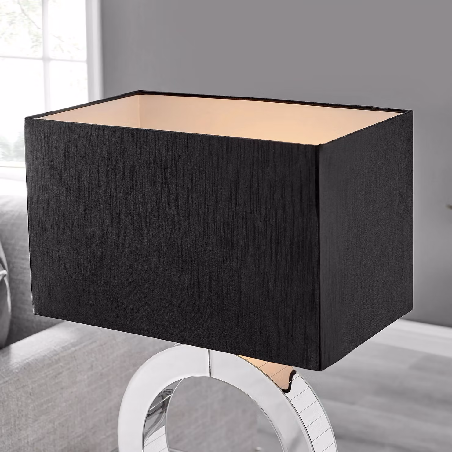 FurnitureboxUK Clara Mirrored Halo Table Lamp in Black with Bulb Included – 2