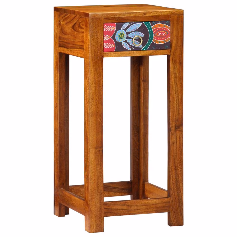 Berkfield Home Telephone Stand in Brown Solid Acacia Wood, W/D/H: 35 x 35 x 75 cm – 2