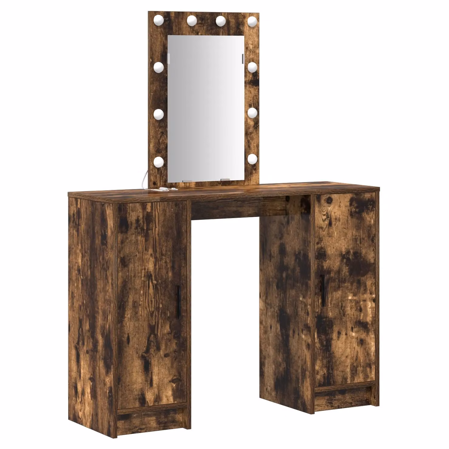 Berkfield Home Smoked Oak Dressing Table with Hollywood LED Lights, Brown, W: 102 cm, D: 33 cm, H: 135 cm – 2