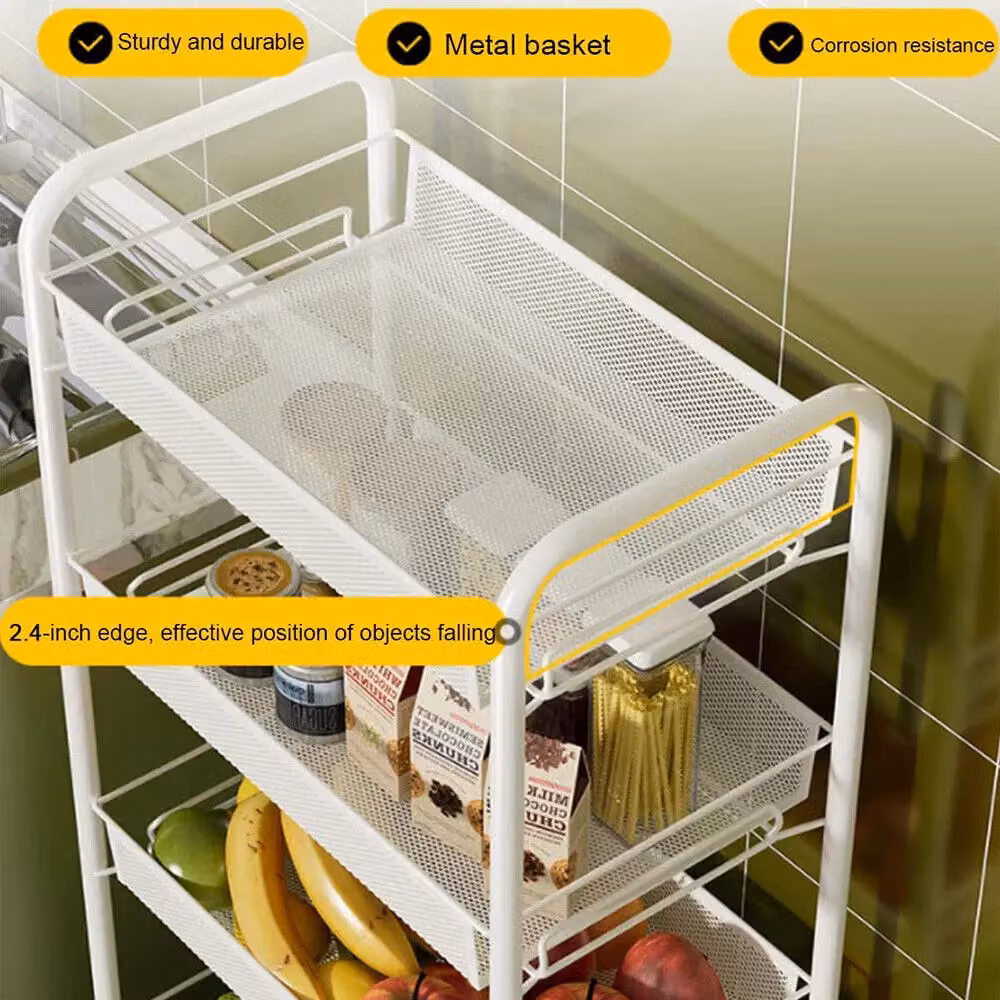 Xample 3 Tier Metal Storage Trolley Cart on Wheels in White – 2