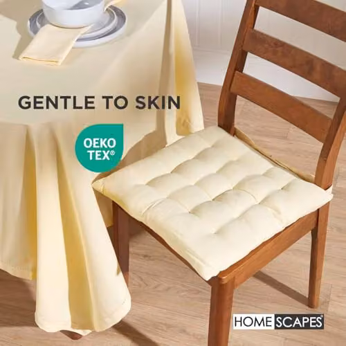 Homescapes Luxury 100% Cotton Seat Pad in Beige, W/D/H: 40 x 40 x 4 cm – 3