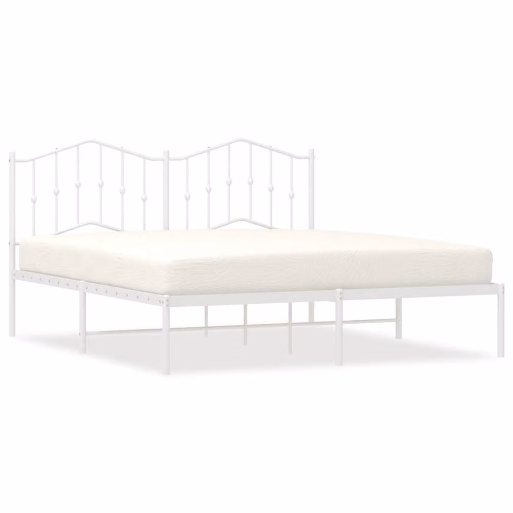 Berkfield Home Metal Bed Frame with Headboard in White, W/D/H: 183 x 98 x 187 cm – 2