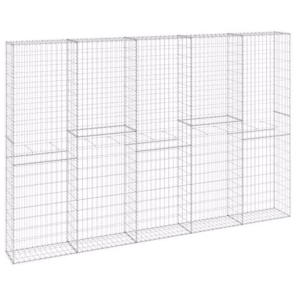 Berkfield Home Durable Galvanised Steel Gabion Fence with Covers in Silver, W/D/H: 300 x 30 x 200 cm – 2