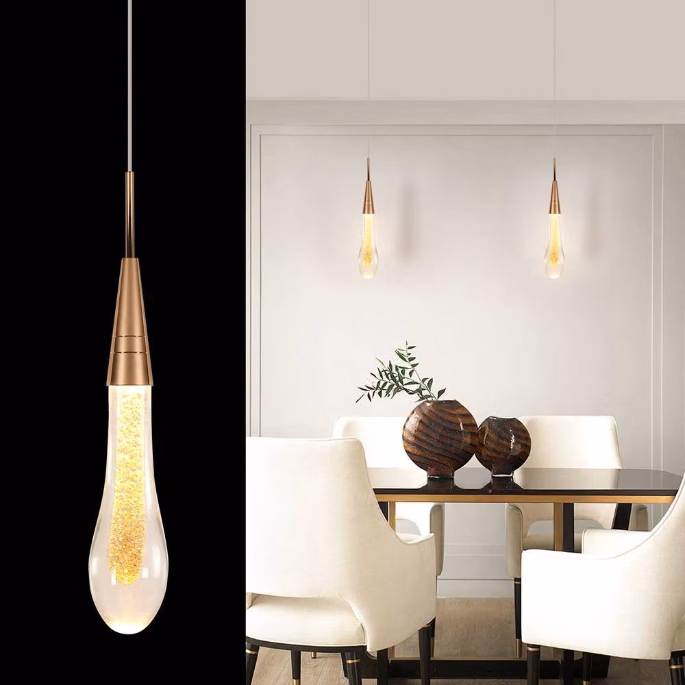 Goeco Modern Teardrop Crystal LED Chandelier in Gold with Warm White 3000K Light – 2