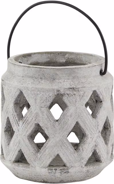 Love Lace Athena Stone Lattice Lantern in White – 1