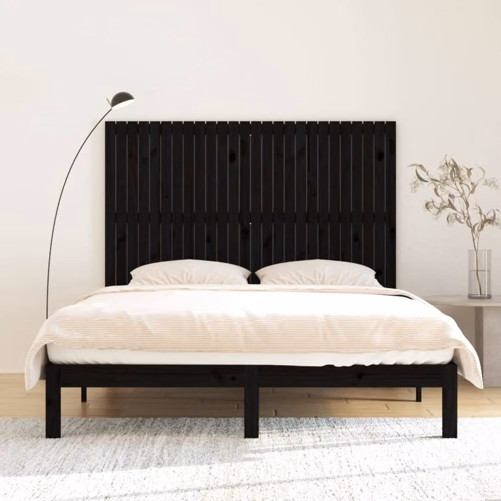 Berkfield Home Black Rustic Solid Pine Wall Mount Headboard W/D/H: 166 x 3 x 110 cm – 3