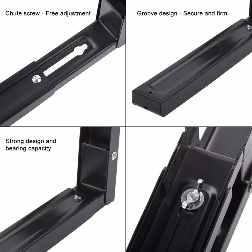 Nordara 2-Piece Adjustable Extensible Wall Mounted Microwave Brackets in Black, W: 50.0 cm, D: 54.4 cm – 6