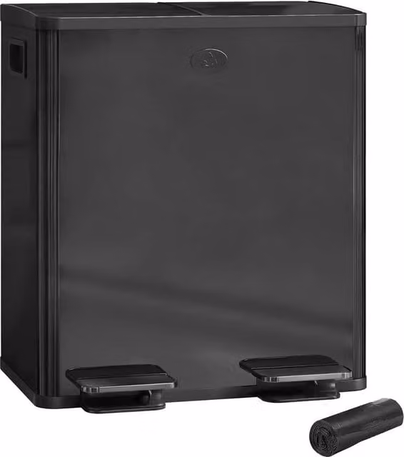 Nordara Dual Pedal Kitchen Bin for Recycling and Waste, Black, 2 x 20L – 1