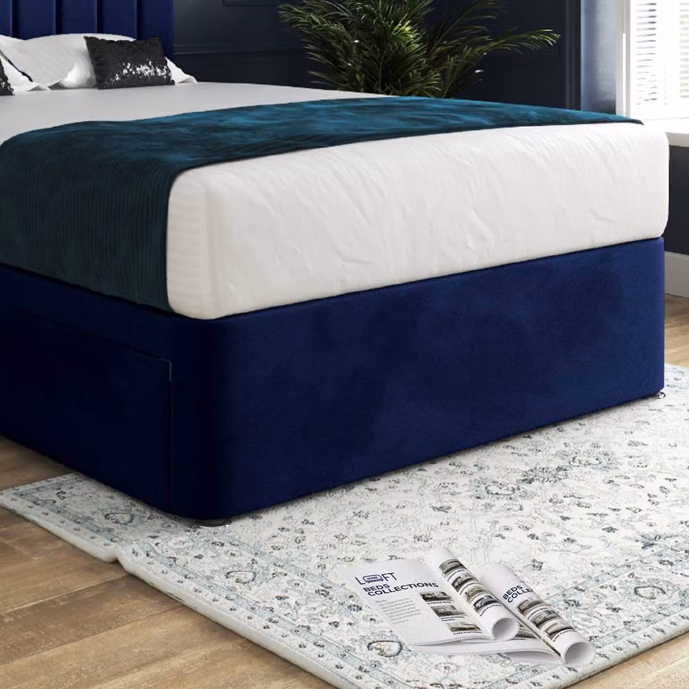 Casani Leyburn Modern Upholstered Blue Velvet Bed Frame with Drawers, W/D/H: 90 x 200 x 137 cm – 5