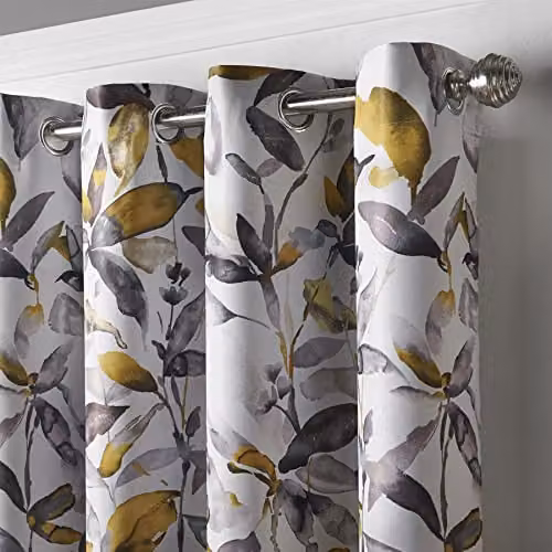 Alan Symonds Giverny Floral Thermal Blockout Eyelet Curtains, Yellow, Width: 229 cm, Drop: 274 cm – 3