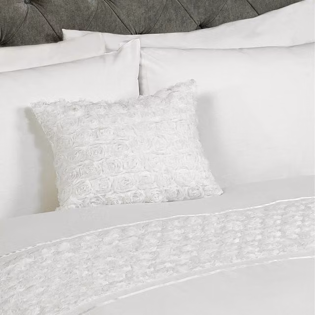 Rapport Home Limoges White Floral Rectangular Cushion