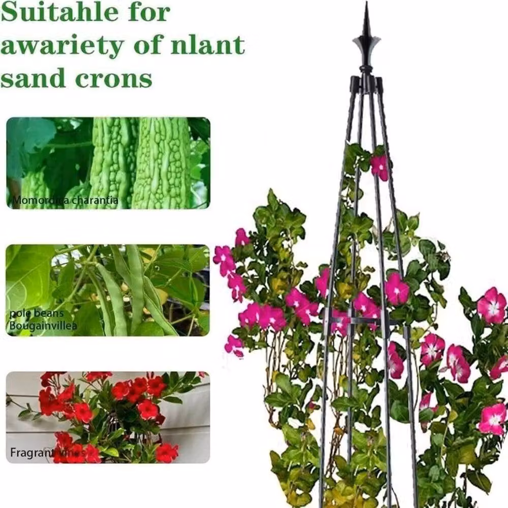 SPETLEK Black Steel Climbing Plant Support Tower Obelisk, Height: 130 cm – 2
