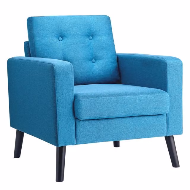 Costway Modern Blue Fabric Upholstered Tub Accent Chair with Armrests
