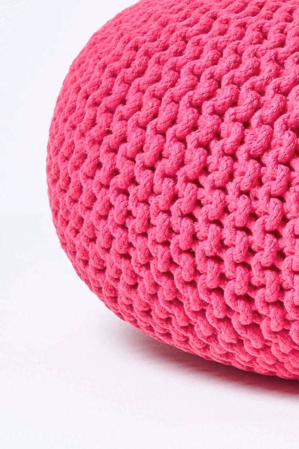 Homescapes Large Round Pink Cotton Knitted Pouffe Footstool – 3