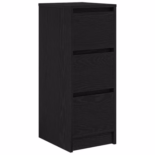 vidaXL Modern Black Sideboard in Black Oak Finish, W/D/H: 29.5 x 34.0 x 76.0 cm – 1