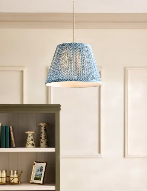 Laura Ashley Wrighton Classic Blue Fabric Cone Lamp Shade