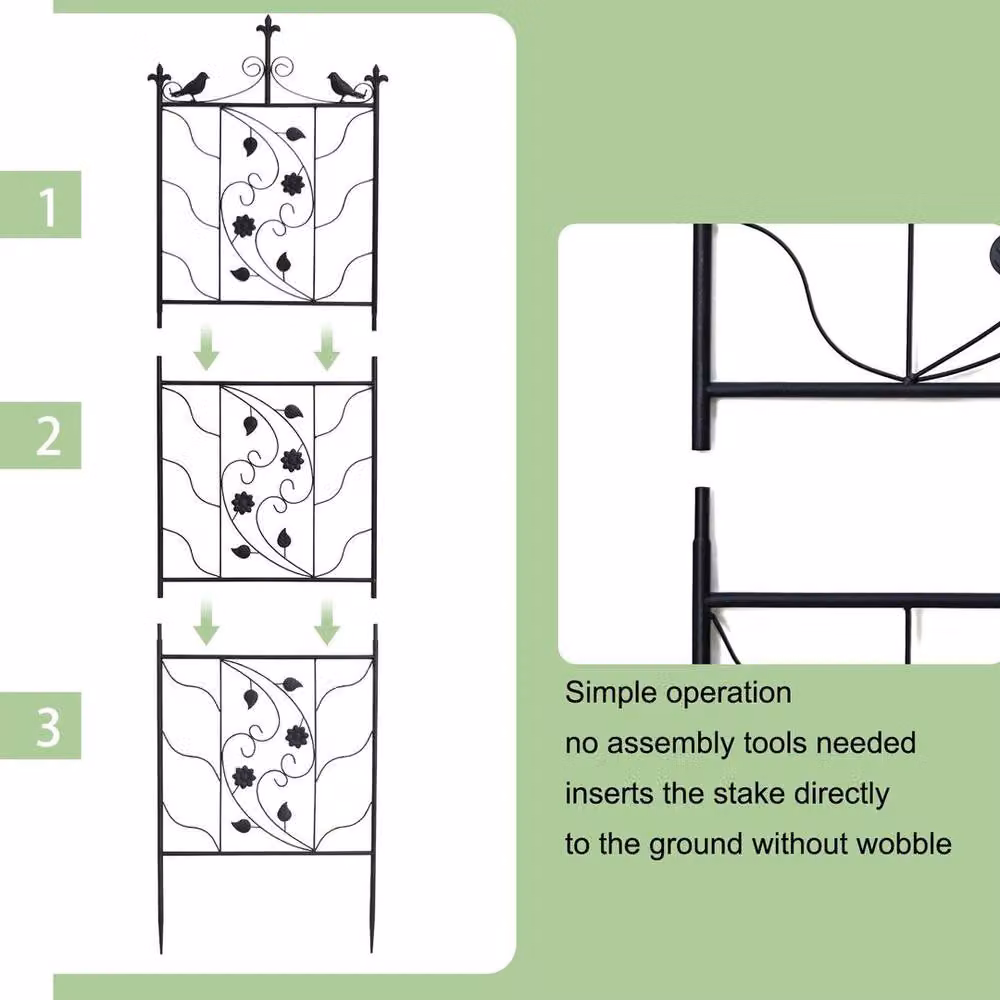 KORVIXA 2 Pack Black Metal Tall Plant Trellis Support Panels, W/H: 100 x 100 cm – 4
