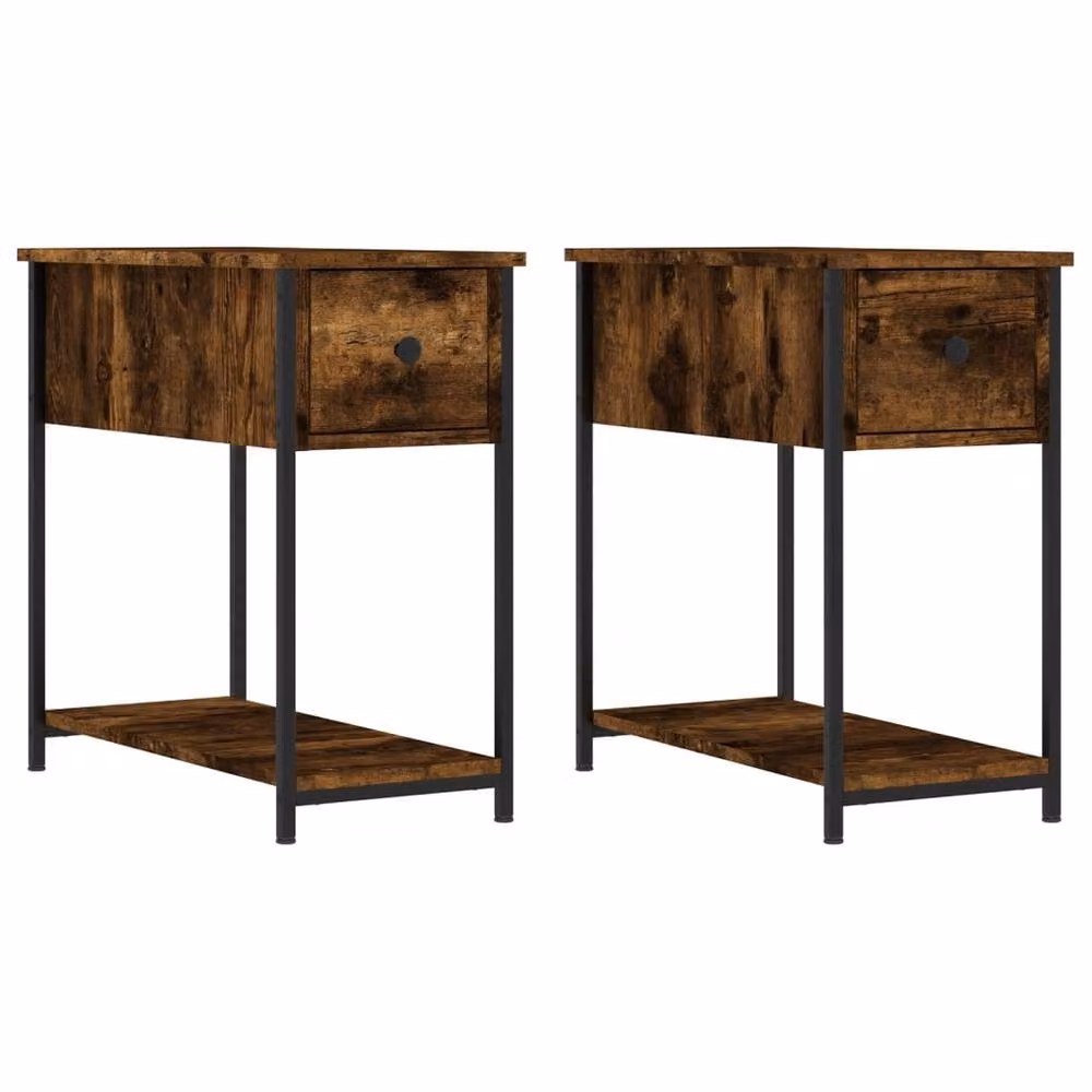 Berkfield Home Set of 2 Durable Bedside Cabinets in Smoked Oak Brown, W/D/H: 30 x 60 x 60 cm – 2