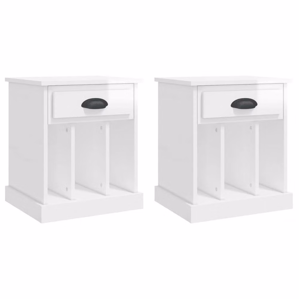 Berkfield Home Elegant Bedside Cabinets, 2 Piece Set, High Gloss White, W/D/H: 43 x 36 x 50 cm – 2