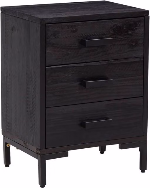 Berkfield Home Black Vintage Solid Pinewood Bedside Cabinet W/D/H: 36 x 30 x 54 cm