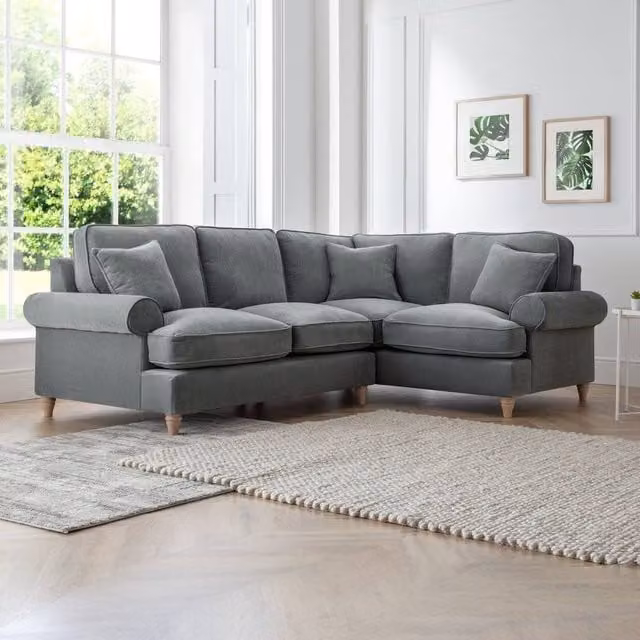 The Great Sofa Company Ezra Right Hand Velvet Corner Sofa in Grey – 1