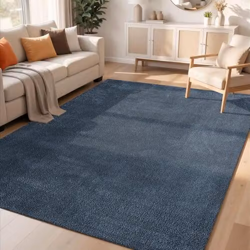Desire Rugs Plain Blue Non-Slip Washable Modern Knitted Rectangular Living Room Area Rug, W: 200 cm, L: 280 cm