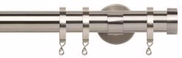 NewEdgeBlinds Metal Curtain Pole Set in Silver, 35mm Diameter, Length: 210 cm