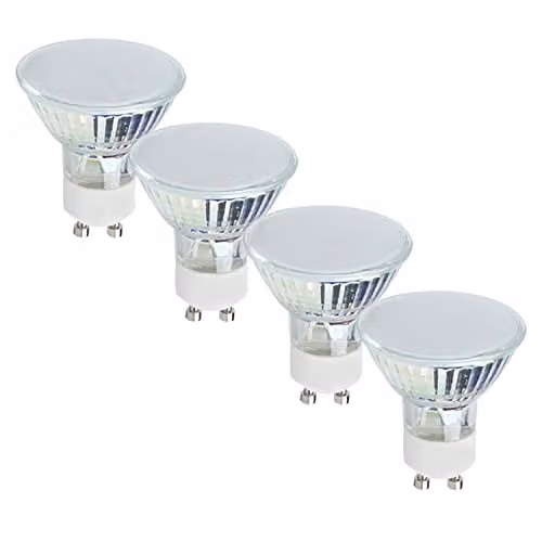 MiniSun Pack of 4 3W GU10 LED Energy Saving Light Bulbs, 3000K Warm White