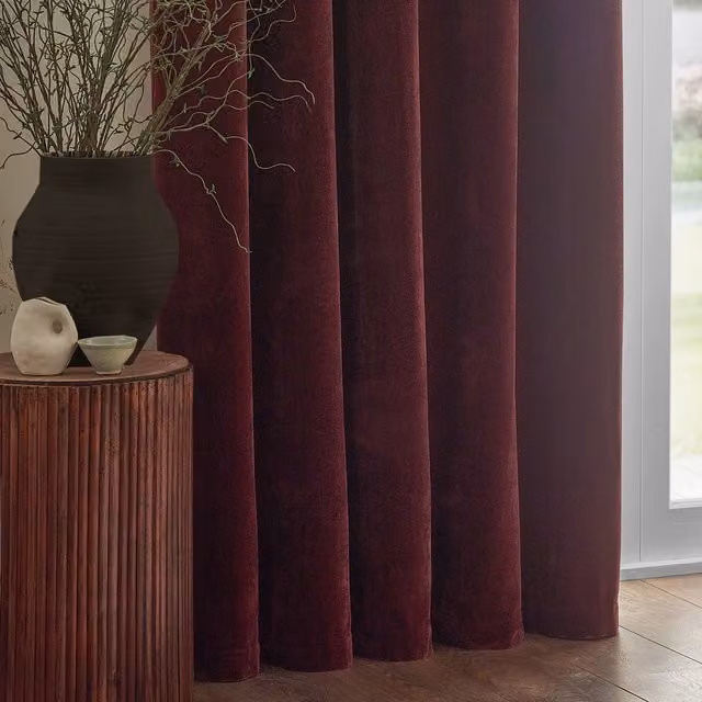 Make It A Home Beetroot Red Velvet Eyelet Room Darkening Curtains, W: 137 cm, H: 229 cm