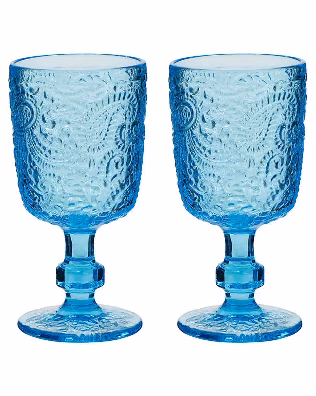 Dibor Set of 2 Blue Luxury Wine Goblets, 300ml per glass – 2