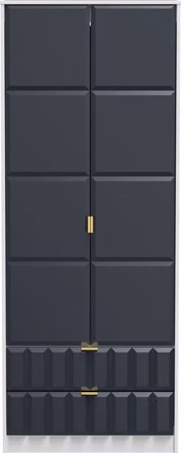 Ready Assembled 2 U Metro 2 Door 2 Drawer Wardrobe in Dark Blue and Gold – 1
