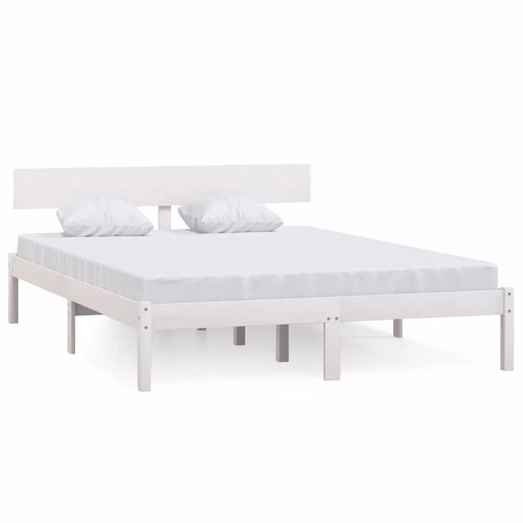 Berkfield Home Small Double Bed Frame in White Solid Pine, W/D/H: 120 x 200 cm – 2