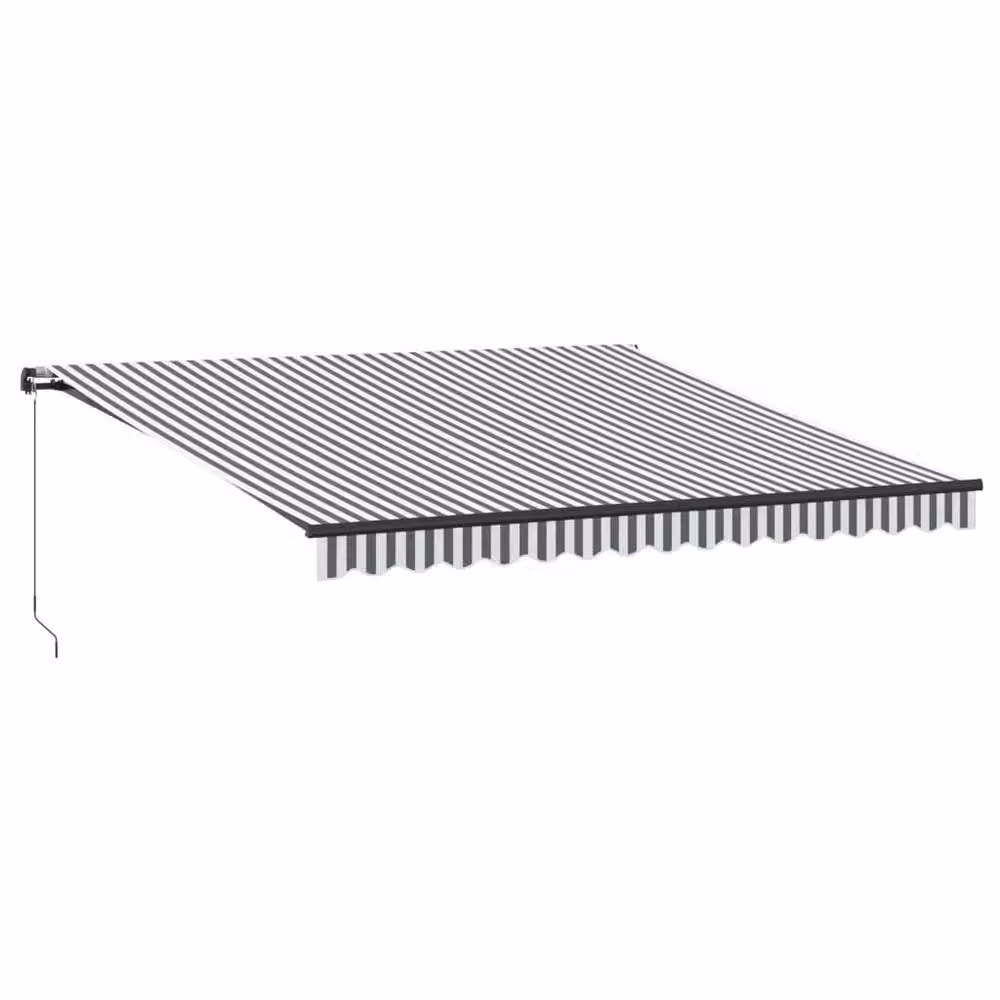 Berkfield Home Manual Retractable Folding Arm Awning in Anthracite and White, W: 400 cm, D: 350 cm – 2