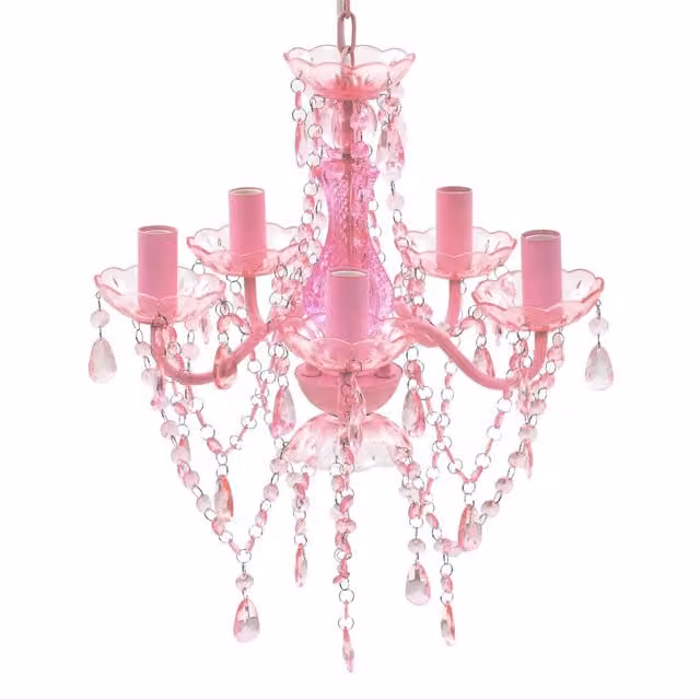 Berkfield Home Crystal Pink Ceiling Light with 5 LED Bulbs