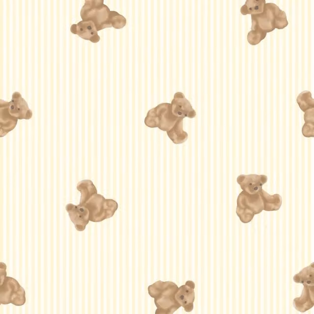 I Love Wallpaper The Bear Striped Wallpaper in Lemon Yellow