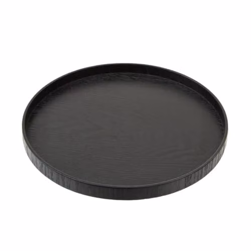 Premier Housewares Black Solid Wood Circular Decorative Serving Tray, W/D/H: 68.58 x 68.58 x 2.54 cm