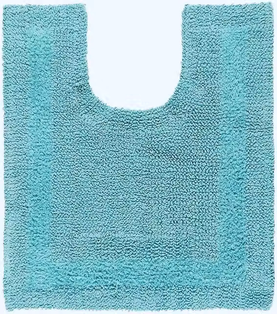 Homescapes Luxury Reversible Cotton Toilet Mat, Blue, W/D/H: 50 x 55 x 1 cm