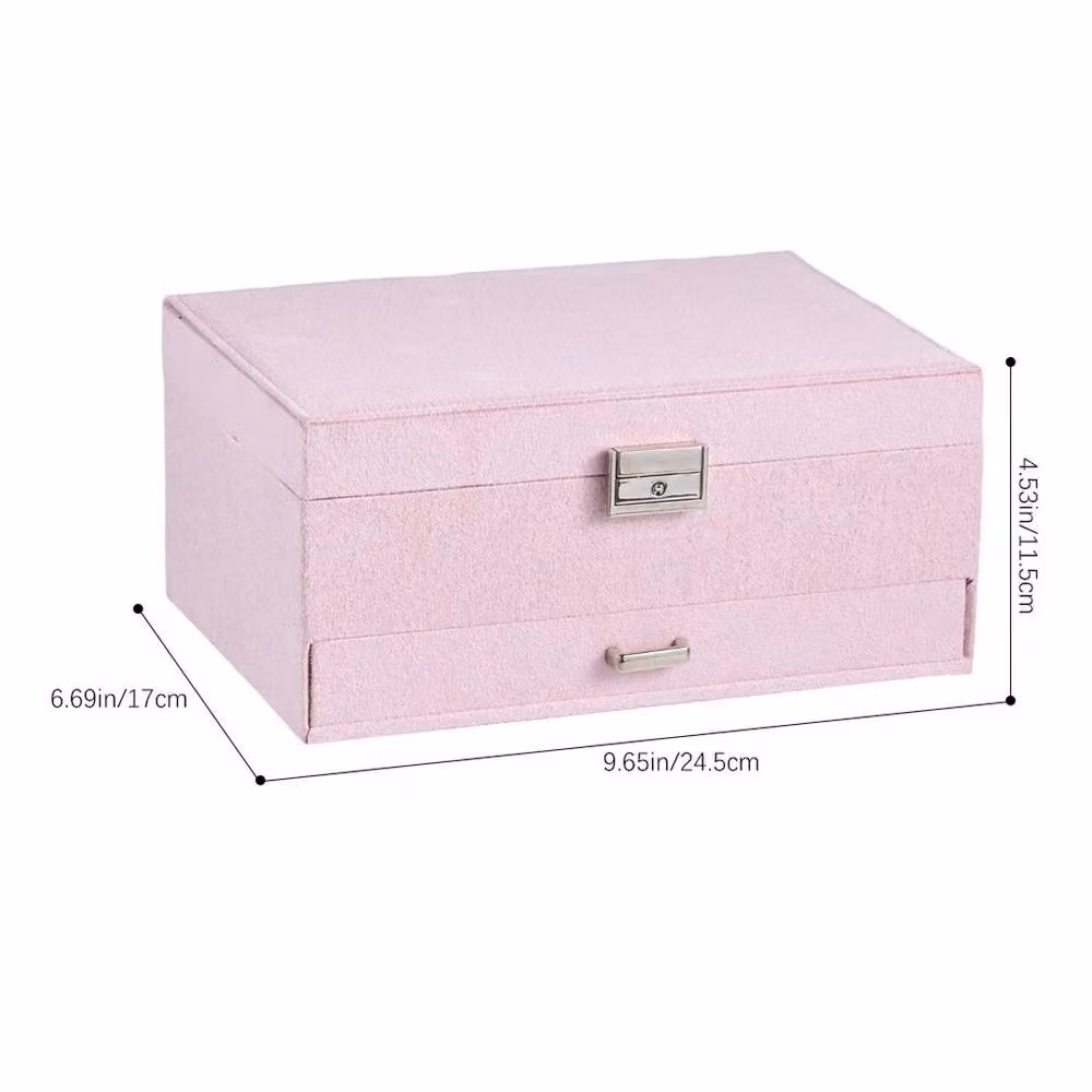 KORVIXA Pink 3 Layer Large Fabric Jewellery Box, Width: 50 cm – 2